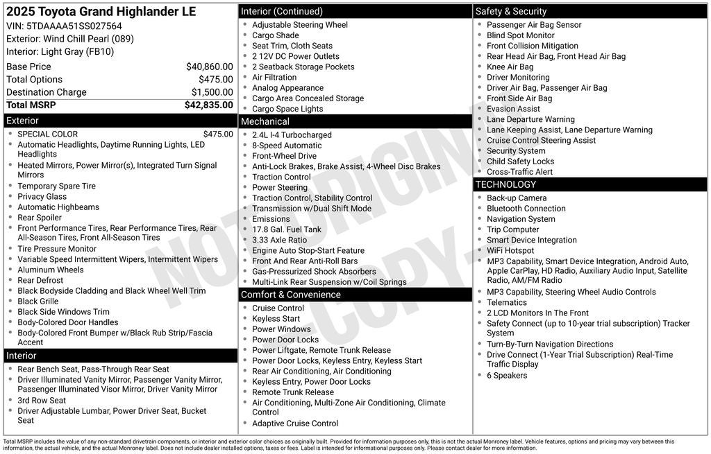 2025 Toyota GRAND HIGHLANDER LE