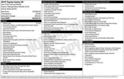 2019 Toyota CAMRY SE