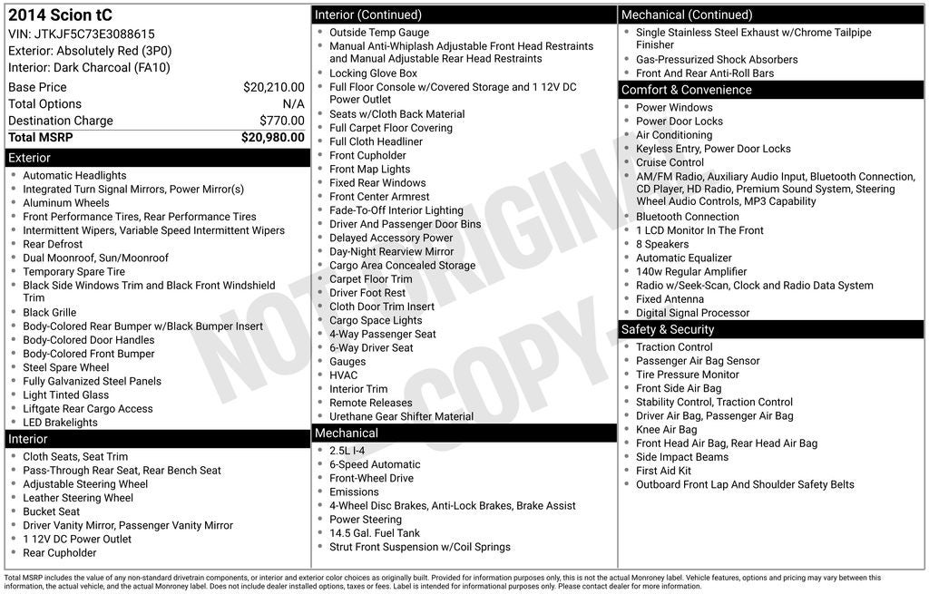 2014 Scion tC Base